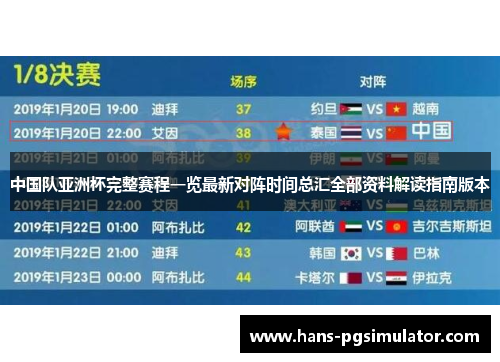 中国队亚洲杯完整赛程一览最新对阵时间总汇全部资料解读指南版本 中国队亚洲杯完整赛程一览最新对阵时间总汇全部资料解读指南版本